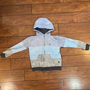 Quicksilver Youth Boys M/12 Hooded Full Zip Jacket Keller Block Gray & Blue READ